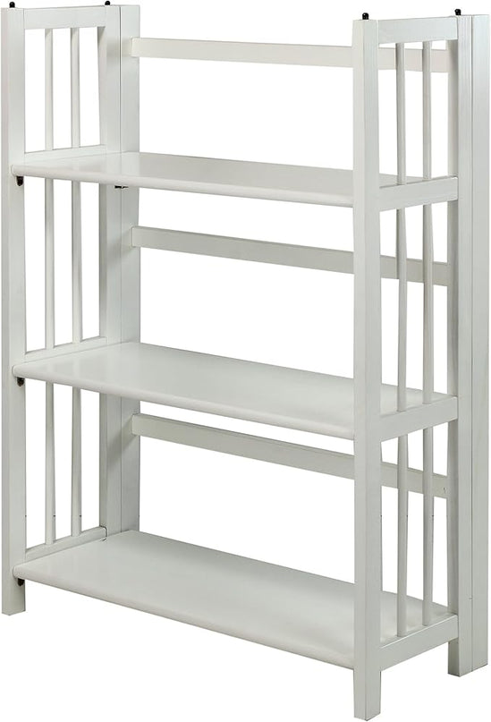 Casual Home 3-Shelf Folding Stackable Bookcase (27.5" Wide)-White - LeafyLoom