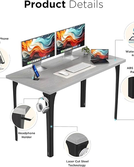 Home Office Computer Desk 47.2x23.6 inch gaming Desk, Modern and Minimalist home office desk, Home Office Desks, Study Desk, Craft table Black Metal Designed Frame, White Board color. - LeafyLoom