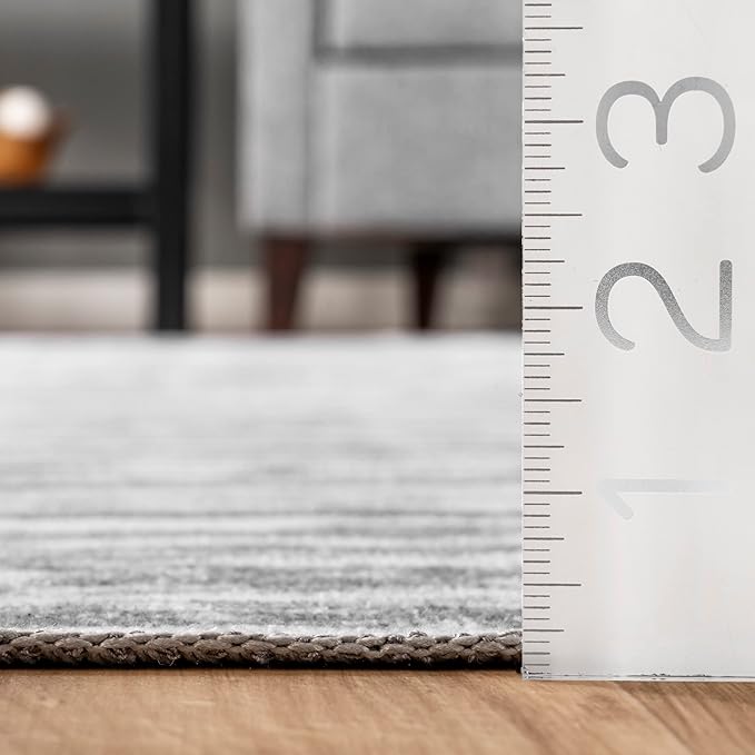 nuLOOM Avelina Abstract Stripes Machine Washable Ultra Thin Area Rug, 5' x 8', Light Grey - LeafyLoom