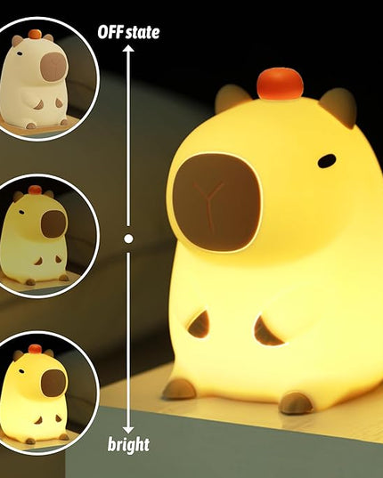 FULLOSUN Capybara Night Light, Capybara Gifts, Funny Capybara Birthday Gifts for Children Women Teenage Girls Boy Toddler - ABS+SIL Portable Squishy Rechargeable Dimmable - LeafyLoom
