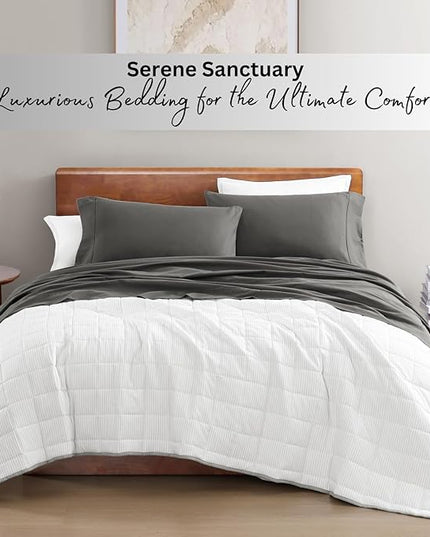 LANE LINEN 100% Organic Cotton California King Sheets Set, 4-Piece Pure Organic Cotton Long Staple Percale Weave Soft Best Bedding Sheets for Bed, Breathable, Fits Mattress Upto 15" Deep - Charcoal - LeafyLoom