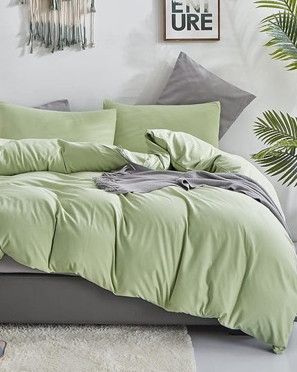 Light Green Comforter Set King Solid Sage Green Bedding Set Lightweight Women Soft Light Mint Green Blanket 3 PCs Durable Comforter Set King Men Breathable Sage Green Bed Comforter Set - LeafyLoom