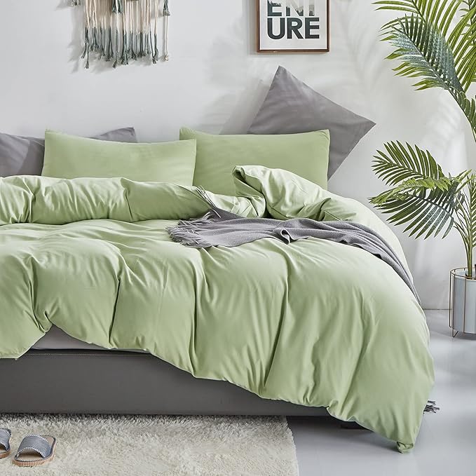 Light Green Comforter Set King Solid Sage Green Bedding Set Lightweight Women Soft Light Mint Green Blanket 3 PCs Durable Comforter Set King Men Breathable Sage Green Bed Comforter Set - LeafyLoom