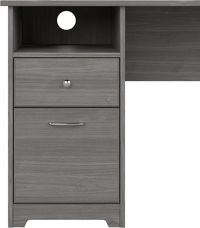Bush Furniture L Shaped Desk with Drawers for Executive and Home Office | Cabot Collection Corner Table with Storage and Chrome Hardware Return, 72W, Modern Gray - LeafyLoom