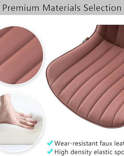 YOUNIKE Armless Office Chair with Wheels Leather Swivel Desk Chair Upholstered Adjustable Computer Task Chair Modern Rolling Vanity Chair Rocking Gaming Chair Dusty Rose Pink - LeafyLoom