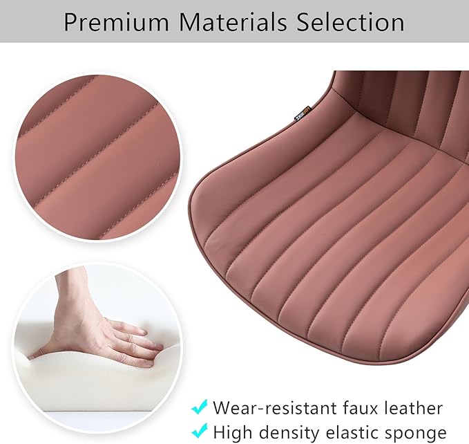 YOUNIKE Armless Office Chair with Wheels Leather Swivel Desk Chair Upholstered Adjustable Computer Task Chair Modern Rolling Vanity Chair Rocking Gaming Chair Dusty Rose Pink - LeafyLoom