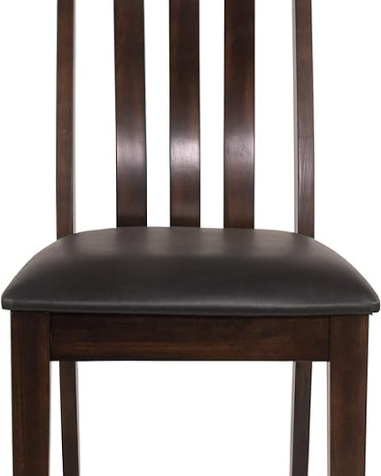 Signature Design by Ashley Haddigan Faux Leather Cushioned Rake Back Dining Chair, 2 Count, Dark Brown - LeafyLoom