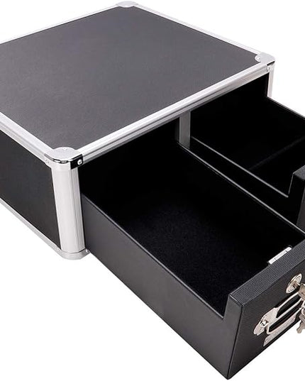 Vaultz® Locking Index Card Cabinet for 4" x 6" Cards, 2-Drawer, 6 3/4" H x 14" W x 16" D, Black - LeafyLoom
