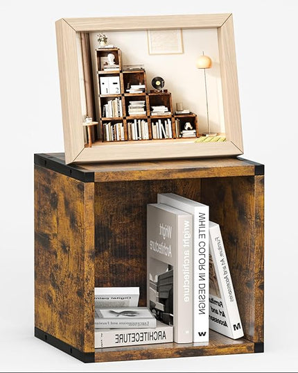 Cube Storage Organizer Connect Firmly to Each Other, Book Shelf Assembly Required, Suitable for Room Decor, Closet Organizers and Storage, Display Shelf (Rustic Brown, 10.39 * 10.39") - LeafyLoom