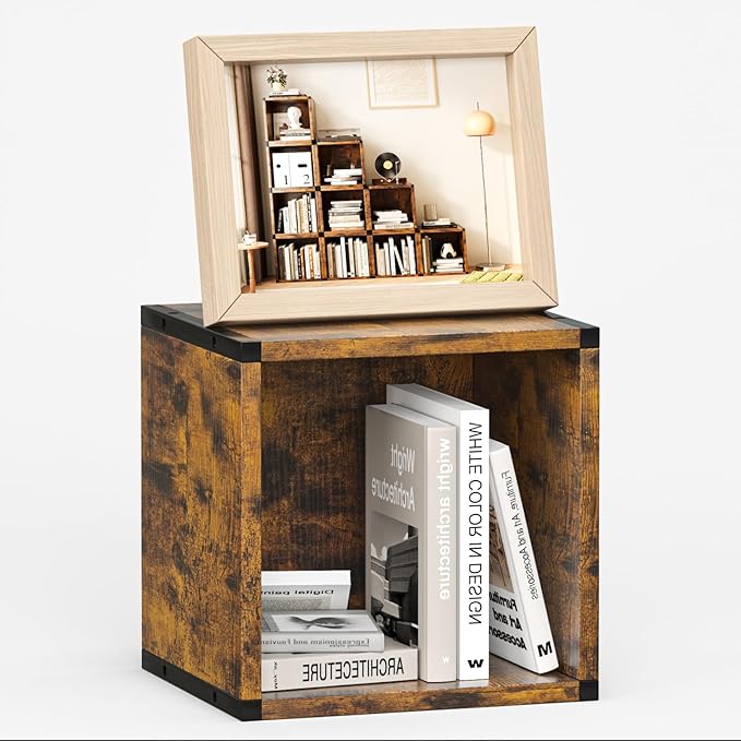 Cube Storage Organizer Connect Firmly to Each Other, Book Shelf Assembly Required, Suitable for Room Decor, Closet Organizers and Storage, Display Shelf (Rustic Brown, 10.39 * 10.39") - LeafyLoom