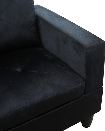 L-Shaped Sectional Couches with 66.5'' Chaise Lounge & Storage Ottoman Modular Room Sofas for Home Office Apartment, Large Living Furniture, 97'' Left Hand Facing, Midnight Blue Microfiber - LeafyLoom