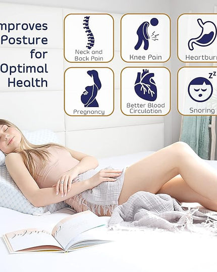 Nestl Bed Wedge Pillow - Wedge Pillow for Sleeping to Reduce Acid Reflux, Wedge Pillows for After Surgery 8-in-1 Triangle Pillow Wedge, Cooling Gel Memory Foam Wedge Snoring Pillow -12 Inch - LeafyLoom