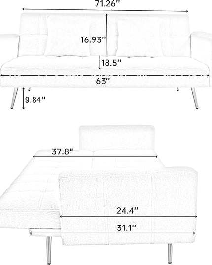 NicBex Sectional Couch Sofa with Folding Function Modern Sofa Bed Cloud Couch for Living Room Furniture Sets with Pillows and Metal Legs, Modular Sofa for Living Room, Bedroom, Apartment,71.7"L, Grey - LeafyLoom