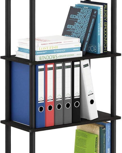 Furinno (99557EX/BK) Turn-N-Tube 4-Tier Multipurpose Shelf Display Rack - Espresso/Black - LeafyLoom