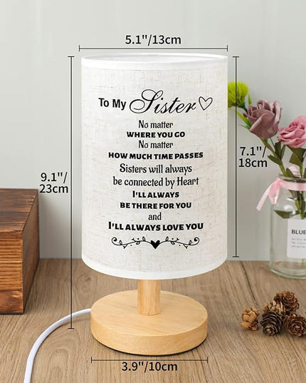 Welsky Sister Gifts, Birthday Gifts for Sister, Personalized Table Lamp Sister Gifts from Sister, Unique Graduation Wedding Gifts for Sisters from Sisters Adult - LeafyLoom