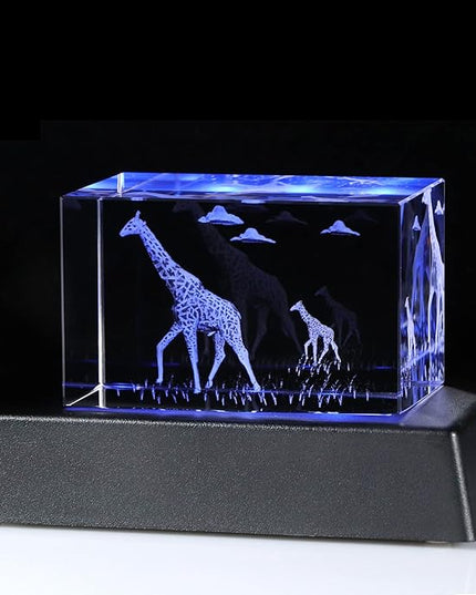 Qianwei Giraffe Gifts for Giraffe Lovers, Giraffe Decor Figurine Statue Stuff 3D Crystal Gifts Paperweight Birthday for Best Friend Kids Keepsake&Paperweight - LeafyLoom