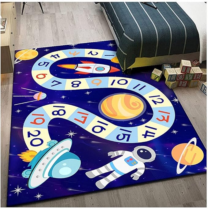 Kid Rug Carpet Playmat for Toy Cars and Train，Play Area Rug with Rubber Backing，Fun Throw Rug，Ideal Gift for Children Baby Bedroom Play Room(100×180cm/39×71in) - LeafyLoom