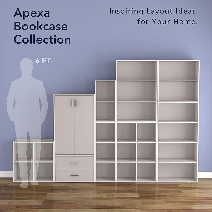 Apexa 4 Cube Storage Organizer Shelves, Stackable Wood Bookcase Fits Cubby Bins for Organization, Dorm Teen Room Decor & Home Office, Greige - LeafyLoom