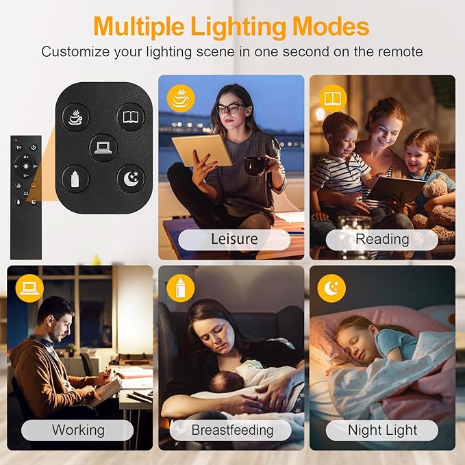 OUTON Floor Lamp, 30W 2400LM LED Modern Torchiere Sky Lamp, Super Bright Dimmable Standing Tall Lamp with 4 Color Temperature, Remote Touch Control, 1-H Timer for Living Room Bedroom Office,Space Grey - LeafyLoom
