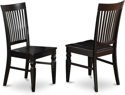 East West Furniture Weston Dining Slat Back Wood Seat Kitchen Chairs, Set of 2, WEC-BLK-W - LeafyLoom