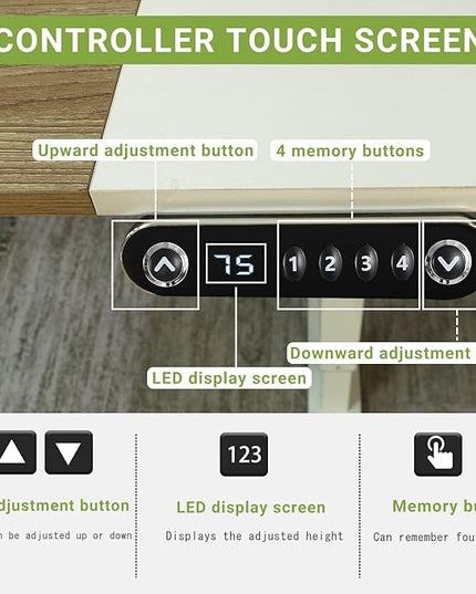 Standing Desk Adjustable Height Desk,63x30Inches, Stand Up Desk Table for Home Office, Home Office Computer Desk,Memory Preset,Height adjustments from 28" to 46" White&Oak - LeafyLoom