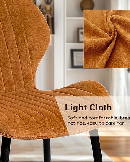 CangLong Mid Century Modern Upholstered Dining Chairs with Metal Legs, Accent Chairs for Kitchen, Living Room, Set of 2, Brown - LeafyLoom