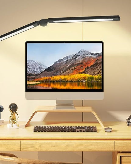 LED Desk Lamp with Clip, Multi-Angle Flexible 3-Segment 2-Light Source Office Desk Lamp, Clip-on Eye-Care 4 Color Temperature Modes&5 Brightness, Table Lamp for Home Office Studio Study Nail - LeafyLoom