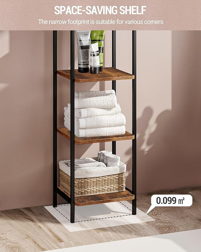 Bookcase Bookshelf, Narrow Book Shelf, Industrial Coner Shelf Storage Organizer, Slim Shelving Unit for Home Office, Living Room, Bedroom, Kitchen, 6-Tier Rustic Brown BC24601B - LeafyLoom