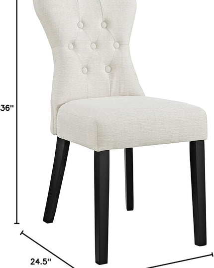 Modway Silhouette Modern Tufted Upholstered Fabric Parsons Kitchen and Dining Room Chair in Beige - LeafyLoom