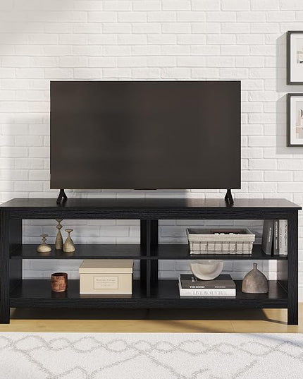 Panana TV Stand, Moden 4 Cubby TV Stand for 60 inch TV, Farmhouse Television Stands Entertainment Center Media Stand with Storage TV Table Stand for Living Room - LeafyLoom