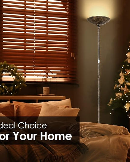 Floor Lamp, Standing Lamp, 20W 2000LM LED Torchiere Floor Lamp, Stepless Dimmable, Touch Control, 3000K Daylight, 50000hrs Lifespan, Floor Lamps for Living Room, Standing Lamps for Bedroom,Bronze - LeafyLoom