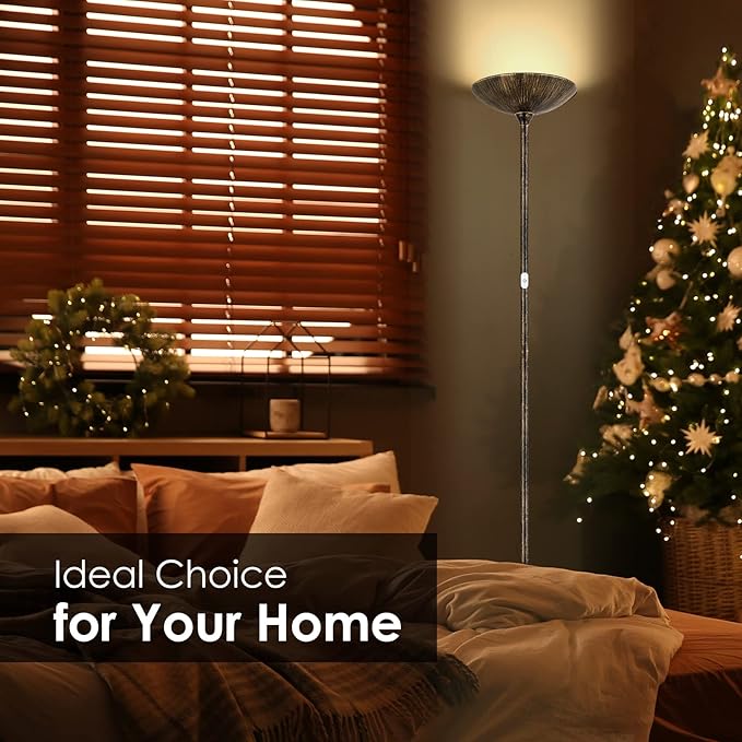 Floor Lamp, Standing Lamp, 20W 2000LM LED Torchiere Floor Lamp, Stepless Dimmable, Touch Control, 3000K Daylight, 50000hrs Lifespan, Floor Lamps for Living Room, Standing Lamps for Bedroom,Bronze - LeafyLoom