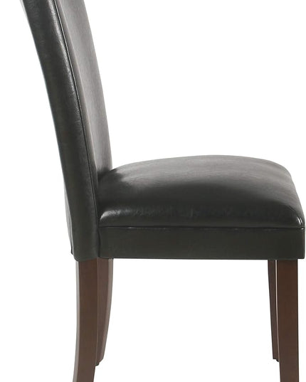 HomePop Parsons Upholstered Accent Dining Chair, Set of 2, Black Faux Leather - LeafyLoom
