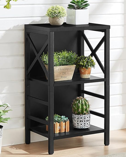 Bookcase, Industrial Small Bookshelf,3-Tier Bookcase Storage Organizer, Small Book Shelf for Small Spaces, Living Room, Bedroom and Home Office, Black - LeafyLoom