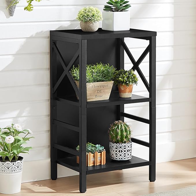 Bookcase, Industrial Small Bookshelf,3-Tier Bookcase Storage Organizer, Small Book Shelf for Small Spaces, Living Room, Bedroom and Home Office, Black - LeafyLoom
