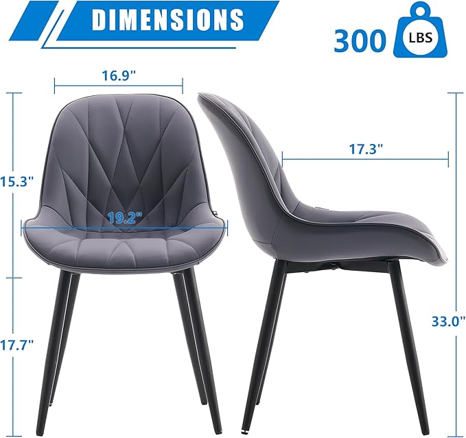 YOUNIKE Dining Chairs Set of 2, GrayishPurple Elegant Kitchen & Dining Room Chairs, Modern Faux Leather Padded Dining Chair, Armless Bedroom Side Chairs Dinner Chairs Dinning Chairs - LeafyLoom