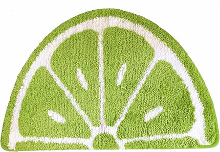 Playtime Cozy Lemon Cute Fruits Half Round Shaped Bedroom Bathroom Doorway Kitchen Floor Rug Carpet Water Absorption Non-slip mat for bath Room (Green, 50x80CM) - LeafyLoom