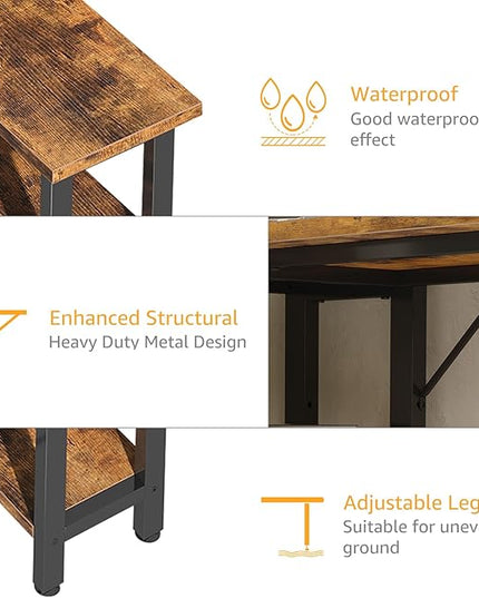 Small L Shaped Desk with Power Outlet Shelves, 40 Inch Corner Desk for Small Space Home Office, Study Work Computer Desks with Charging Station, Rustic Brown - LeafyLoom