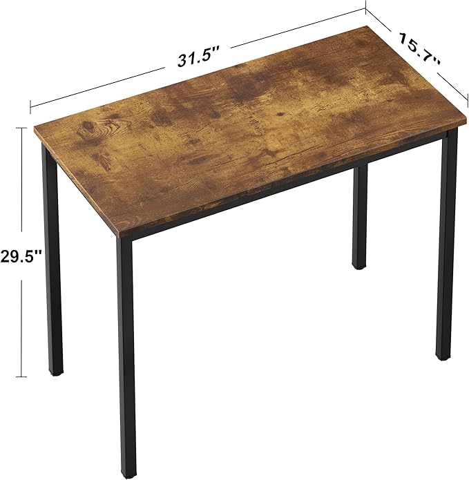 Need Small Computer Desk 31-1/2" Sturdy and Heavy Duty Writing Desk for Small Spaces and Small Desk Study Table Laptop Desk Rustic Brown & Black AC3FB (80 * 40) - LeafyLoom
