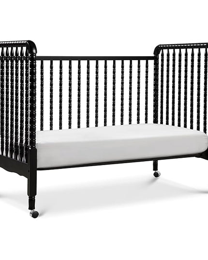 DaVinci Jenny Lind 3-in-1 Convertible Crib in Ebony, Removable Wheels, Greenguard Gold Certified - LeafyLoom