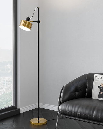 OYEARS Floor Lamp for Living Room Bright Lighting Tall Modern Industrial Vintage Standing Corner Lamps LED Metal Light Office Bedroom Study Gold Black White Matte Accent (1-Light, Gold) - LeafyLoom