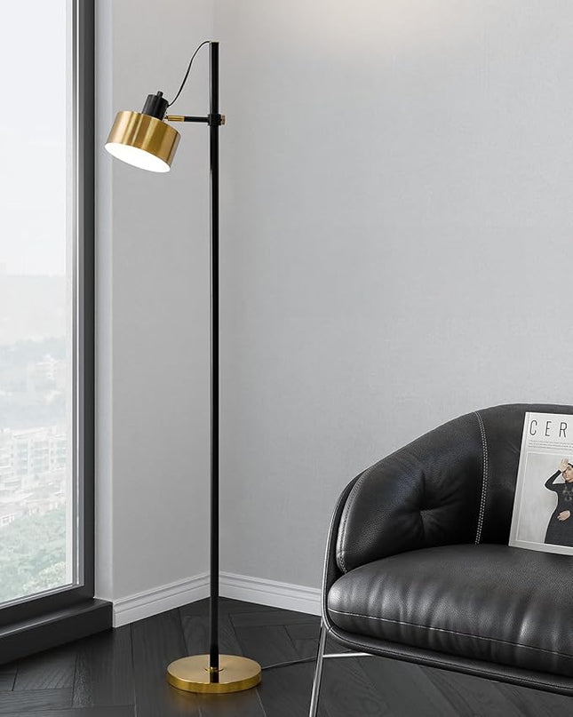 OYEARS Floor Lamp for Living Room Bright Lighting Tall Modern Industrial Vintage Standing Corner Lamps LED Metal Light Office Bedroom Study Gold Black White Matte Accent (1-Light, Gold) - LeafyLoom