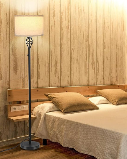 Floor Lamps for Living Room, Standing Lamp, Modern Floor lamp with Linen Shade, Rotary Switch, LED Bulb Included(10W 1000LM), Stepless Dimmable Floor Lamp for Bedroom, Reading Tall Lamp for Office - LeafyLoom