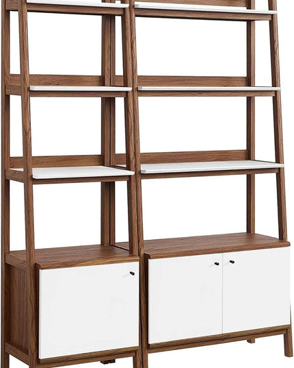 Modway Bookshelf Display Cases in Walnut White - Set of 2 - LeafyLoom