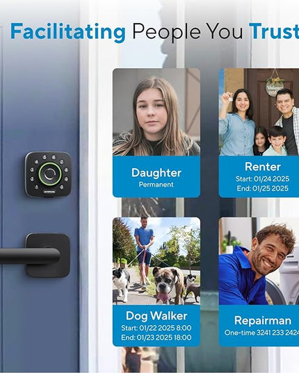 ULTRALOQ U-Bolt Pro WiFi Smart Lock with Door Sensor, 8-in-1 Keyless Entry Door Lock with Fingerprint ID, App Remote Control, Built-in WiFi Keypad Deadbolt, Auto Unlock, IP65 Waterproof, Easy Install ULTRALOQ