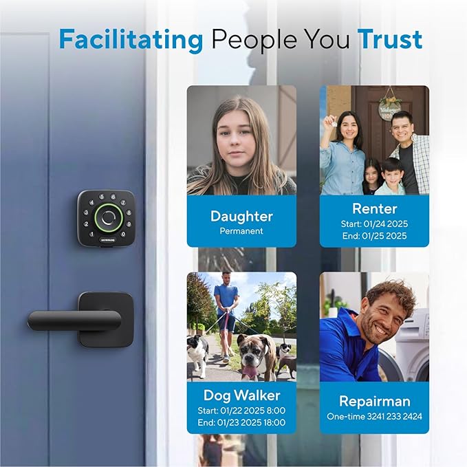 ULTRALOQ U-Bolt Pro WiFi Smart Lock with Door Sensor, 8-in-1 Keyless Entry Door Lock with Fingerprint ID, App Remote Control, Built-in WiFi Keypad Deadbolt, Auto Unlock, IP65 Waterproof, Easy Install ULTRALOQ