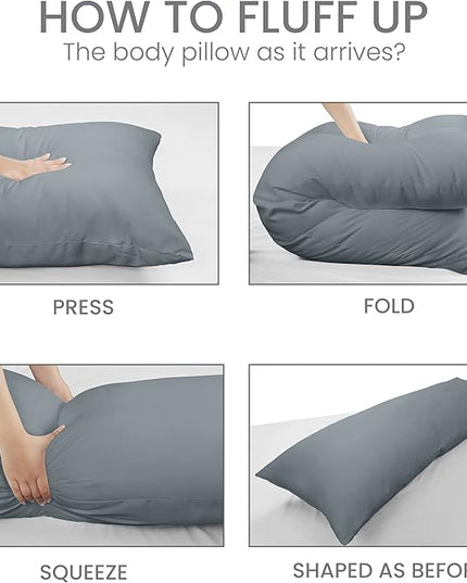 Utopia Bedding Full Body Pillow for Adults (Grey, 20 x 54 Inch), Long Pillow for Sleeping, Large Pillow Insert for Side Sleepers - LeafyLoom