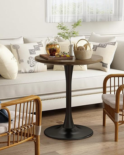 Wood Round Table Modern Dining Table Tulip Round Kitchen Table Wooden Mid Century Coffee Table for Living Room 24 inch - LeafyLoom