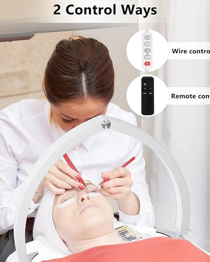 Half Moon Light for Nail Desk, 29in Half Moon Table Lamp Nail Desk Lamp with Wire Controller & Remote, Lash Light Lamp for Eyelash Extensions Tattoo PMU, 7 Cool/Warm Tones & 10 Brightness - LeafyLoom