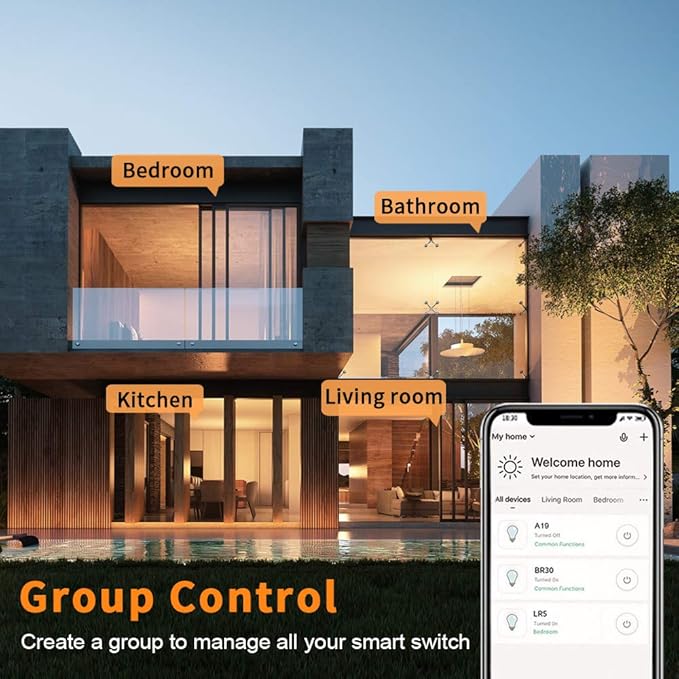 Alexa Light Switch, Double Smart WiFi Light Switches, Smart Switch 2 Gang Compatible with Alexa and Google Home, Neutral Wire Needed, with Remote Control, Timing Schedule, No hub Required (4Pack) bekca